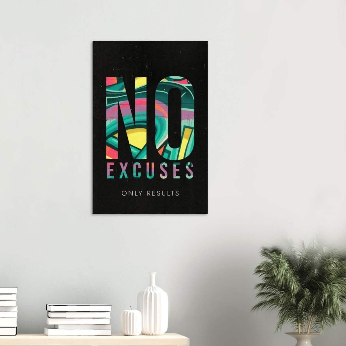 Da Vinci Motivational Wall art | No Excuses - Wood Prints - 50x75 cm / 20x30″ - 20 mm