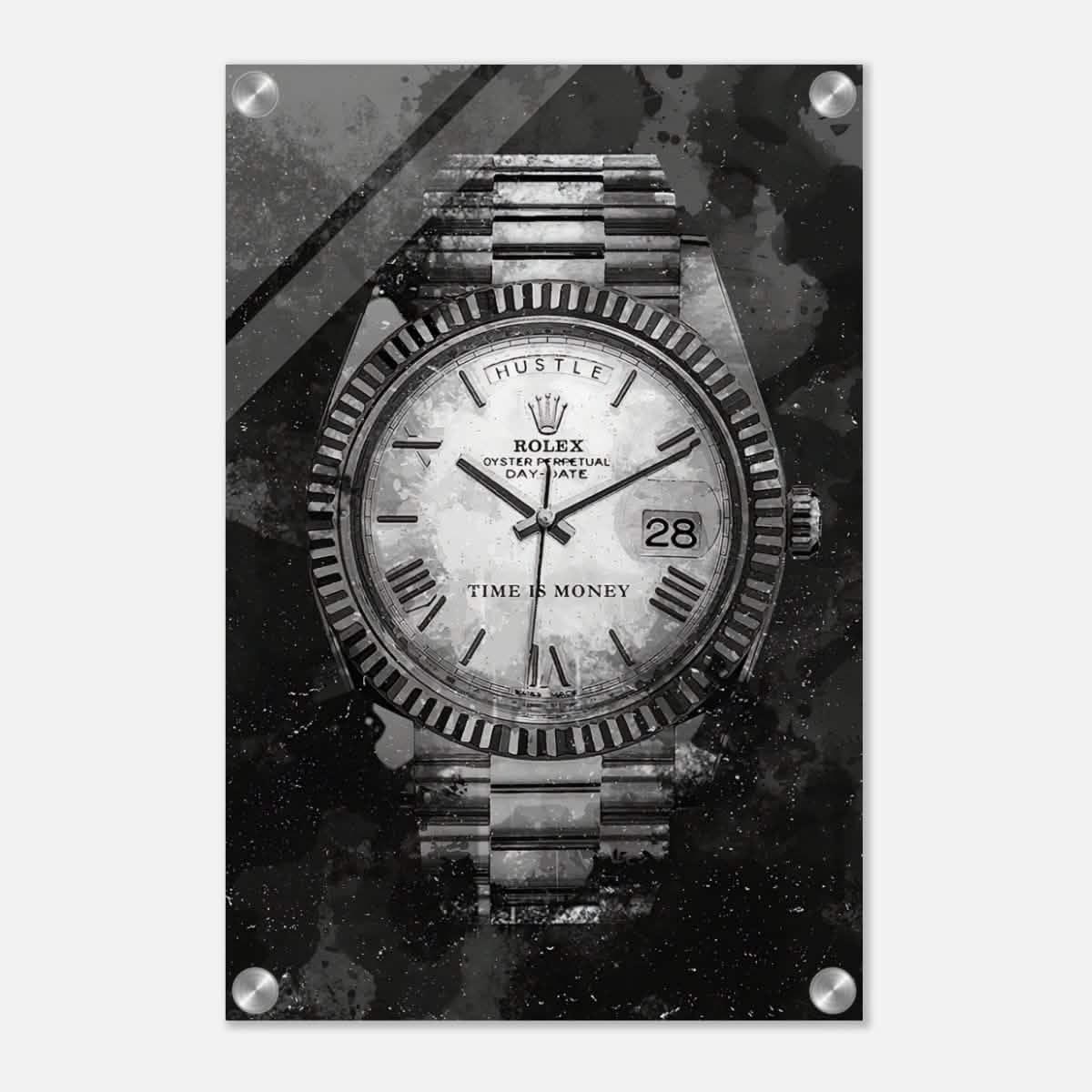 Da Vinci Motivational Wall art print | Rolex | Time is money - Acrylic Print - 30x45 cm / 12x18″ -