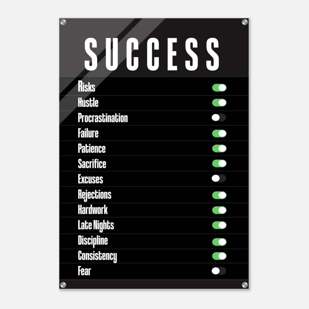 Da Vinci Motivational Wall art Print | Success - Acrylic Print - 30x45 cm / 12x18″ -