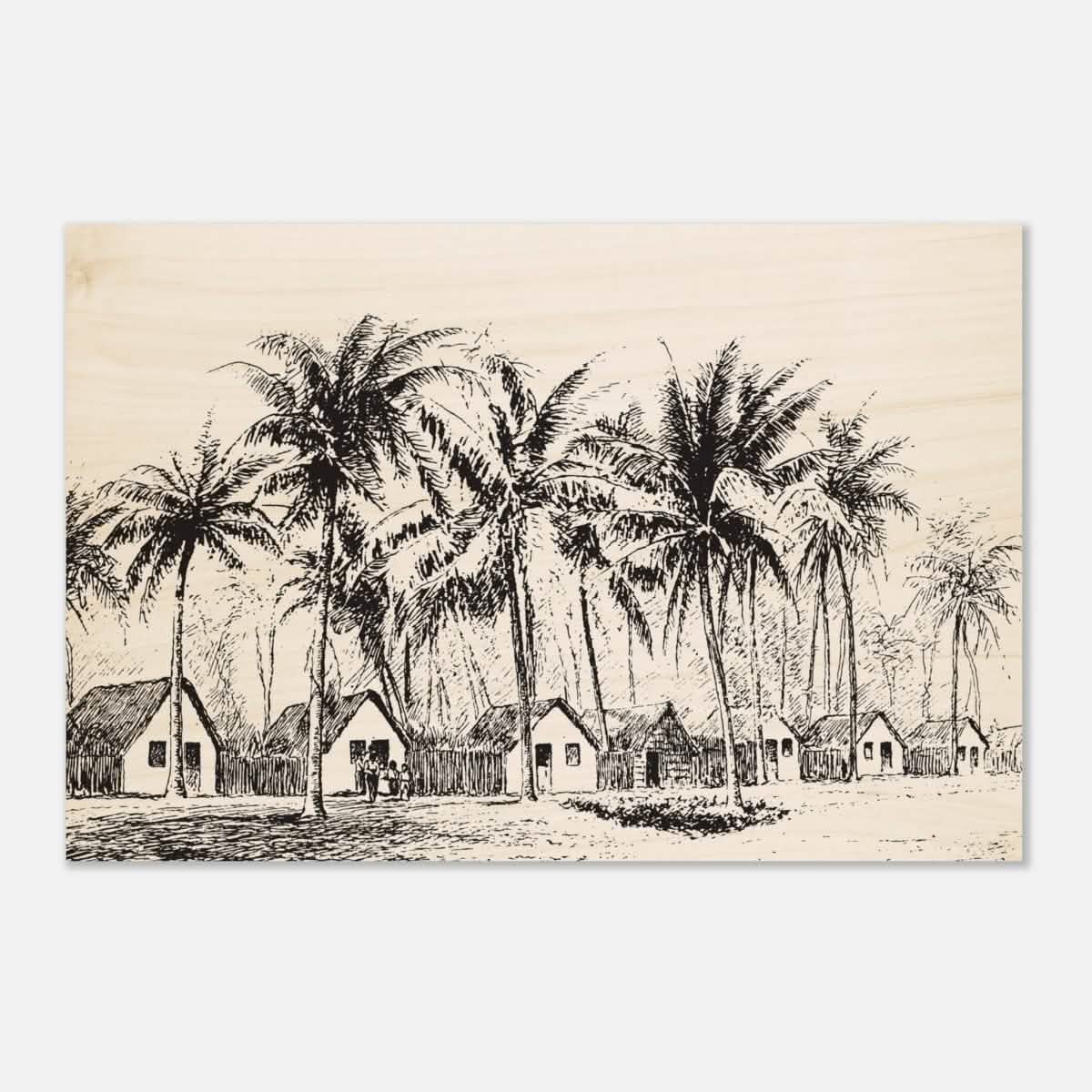 Da Vinci Nature Modern Art Wall art print | black and white beach house - Wood Prints - 50x75 cm / 20x30″ -