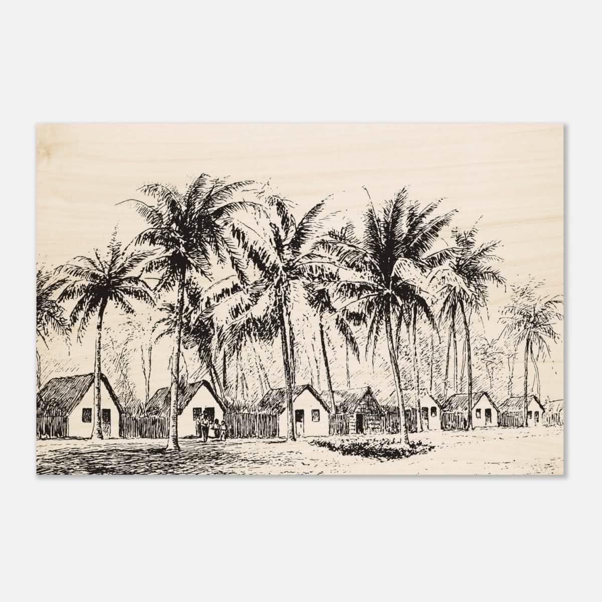 Da Vinci Nature Modern Art Wall art print | black and white beach house - Wood Prints - 60x90 cm / 24x36″ -