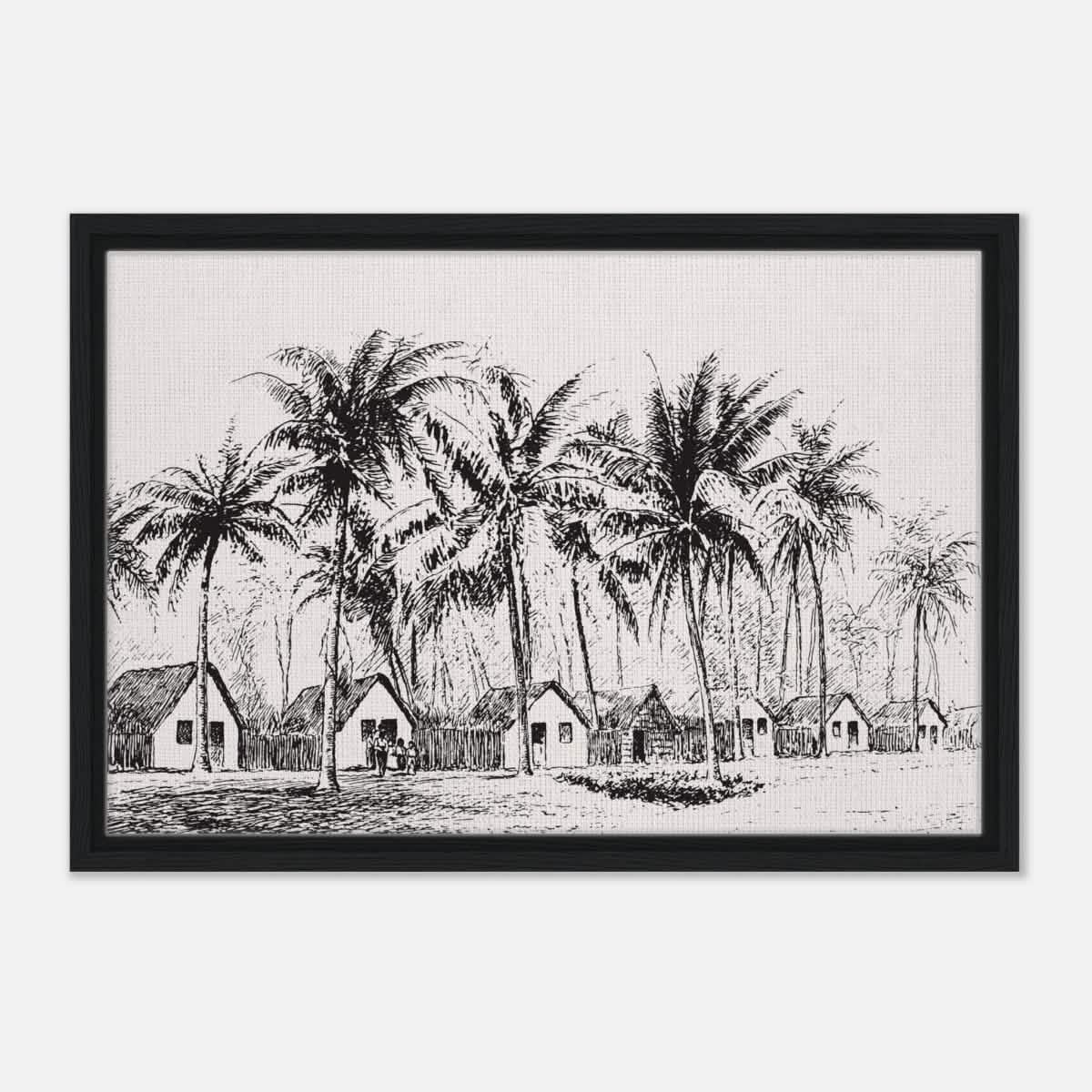 Da Vinci Nature Modern Art Wall art print | black and white beach house - Framed Canvas - 40x60 cm / 16x24″ - Black frame