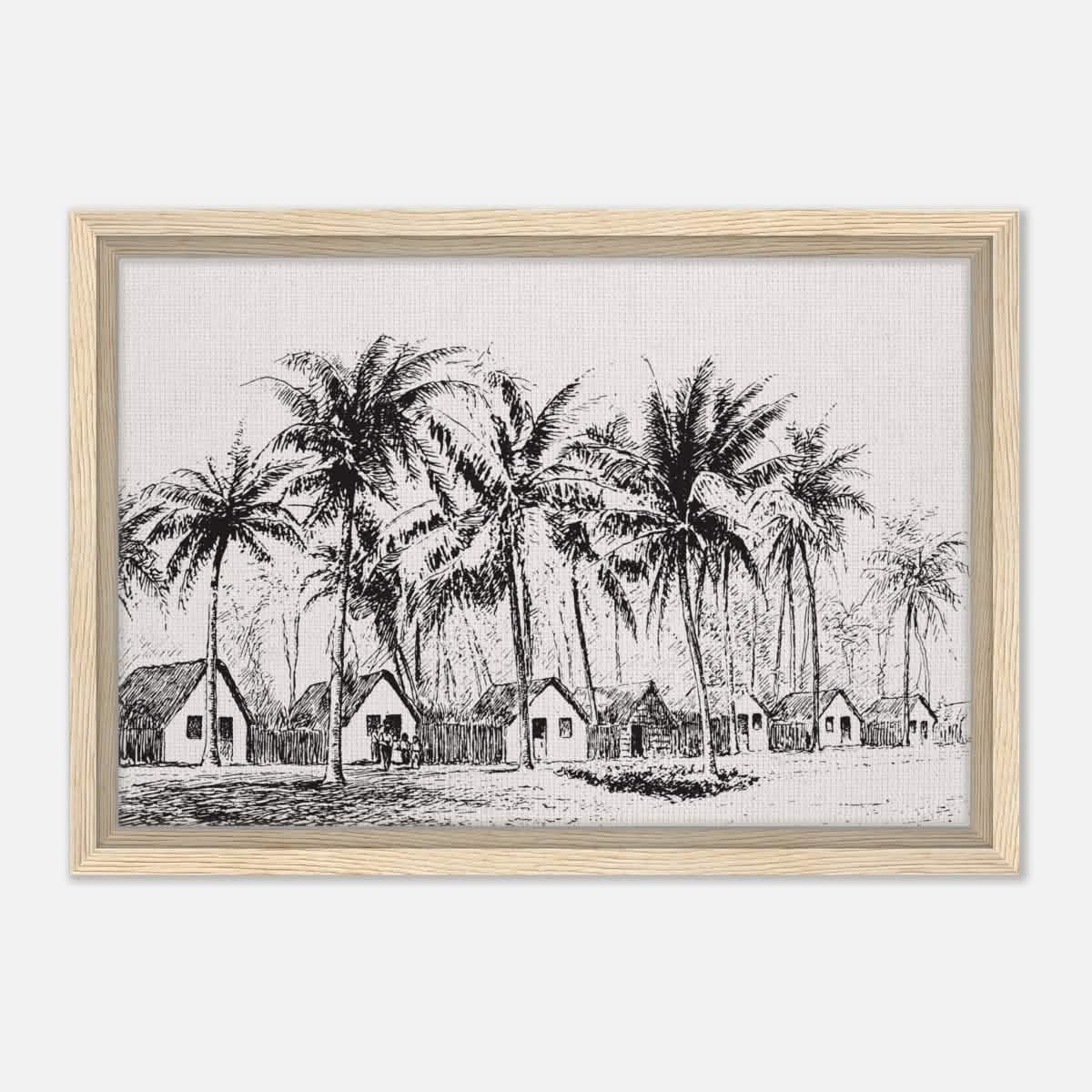 Da Vinci Nature Modern Art Wall art print | black and white beach house - Framed Canvas - 30x45 cm / 12x18″ - Wood frame
