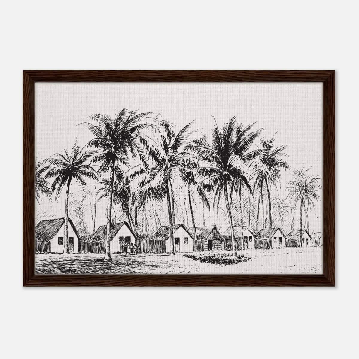 Da Vinci Nature Modern Art Wall art print | black and white beach house - Framed Canvas - 40x60 cm / 16x24″ - Dark wood frame