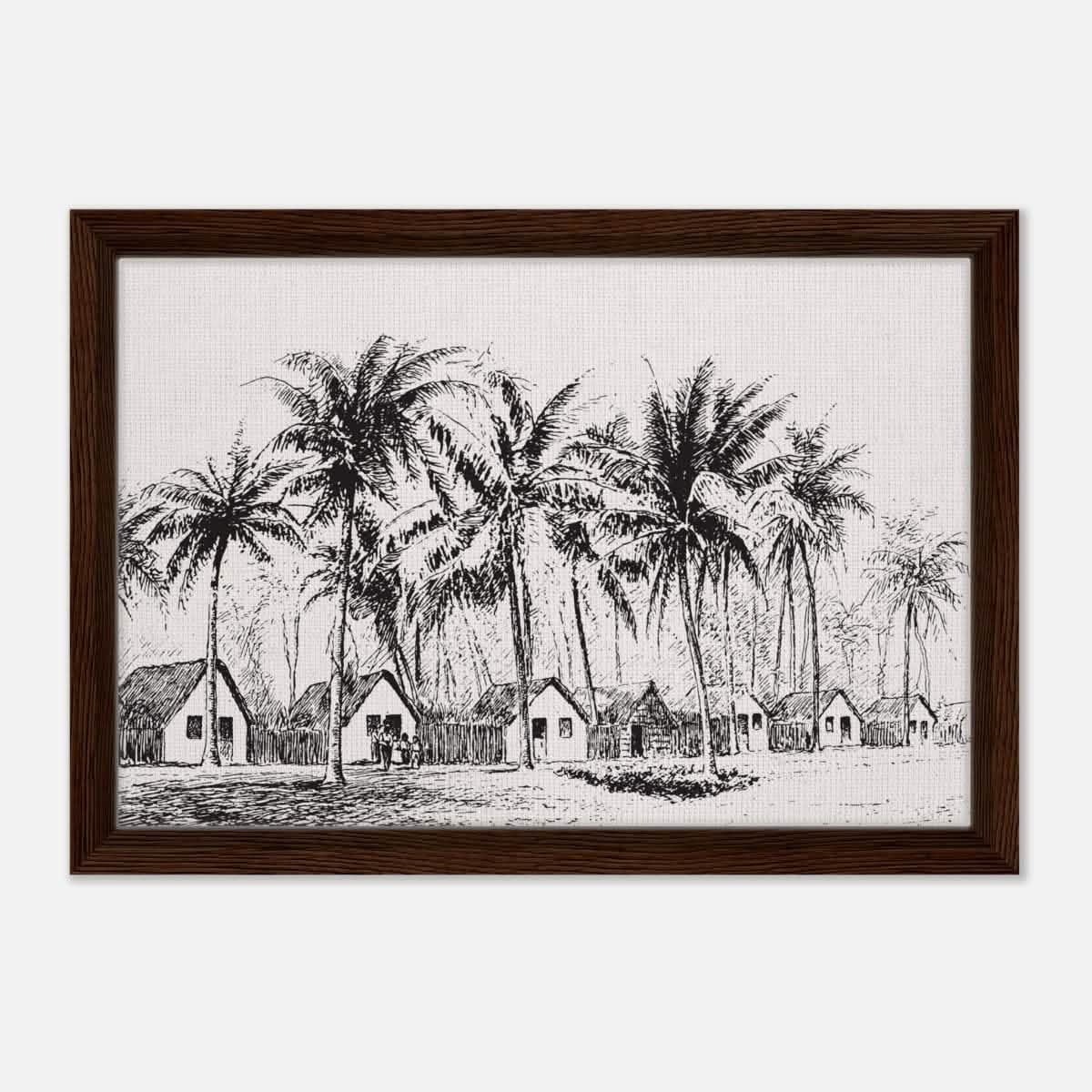 Da Vinci Nature Modern Art Wall art print | black and white beach house - Framed Canvas - 30x45 cm / 12x18″ - Dark wood frame