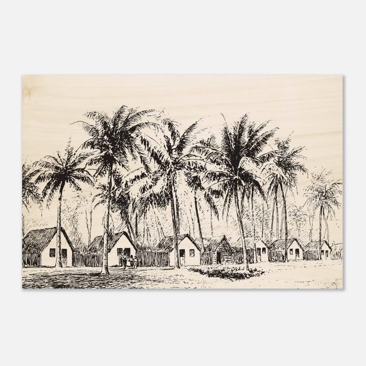 Da Vinci Nature Modern Art Wall art print | black and white beach house - Wood Prints - 40x60 cm / 16x24″ -