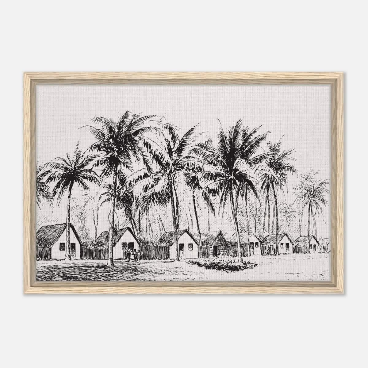 Da Vinci Nature Modern Art Wall art print | black and white beach house - Framed Canvas - 40x60 cm / 16x24″ - Wood frame