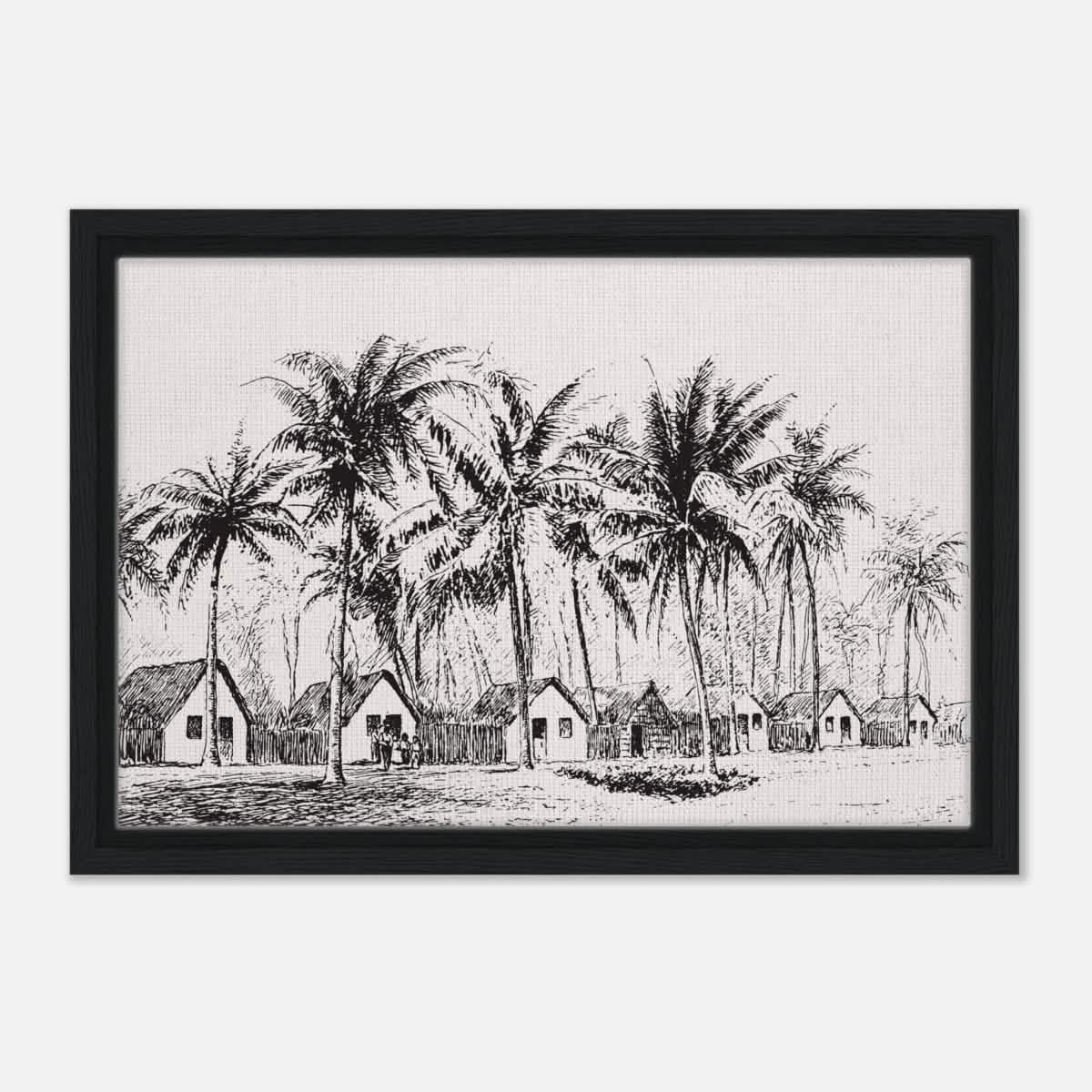 Da Vinci Nature Modern Art Wall art print | black and white beach house - Framed Canvas - 30x45 cm / 12x18″ - Black frame
