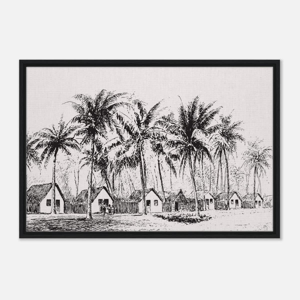 Da Vinci Nature Modern Art Wall art print | black and white beach house - Framed Canvas - 60x90 cm / 24x36″ - Black frame