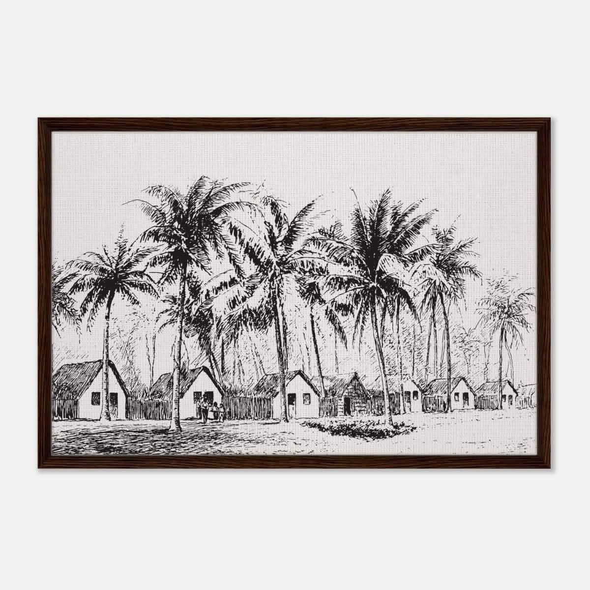 Da Vinci Nature Modern Art Wall art print | black and white beach house - Framed Canvas - 60x90 cm / 24x36″ - Dark wood frame