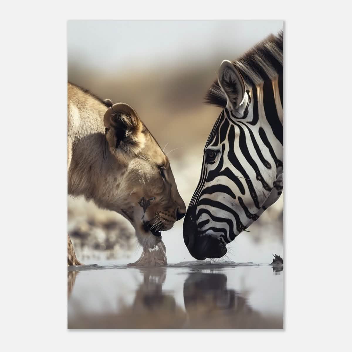 Da Vinci Nature Wall art | Wild Life prints | Lion Zebra - Aluminum Print - 70x100 cm / 28x40″ -