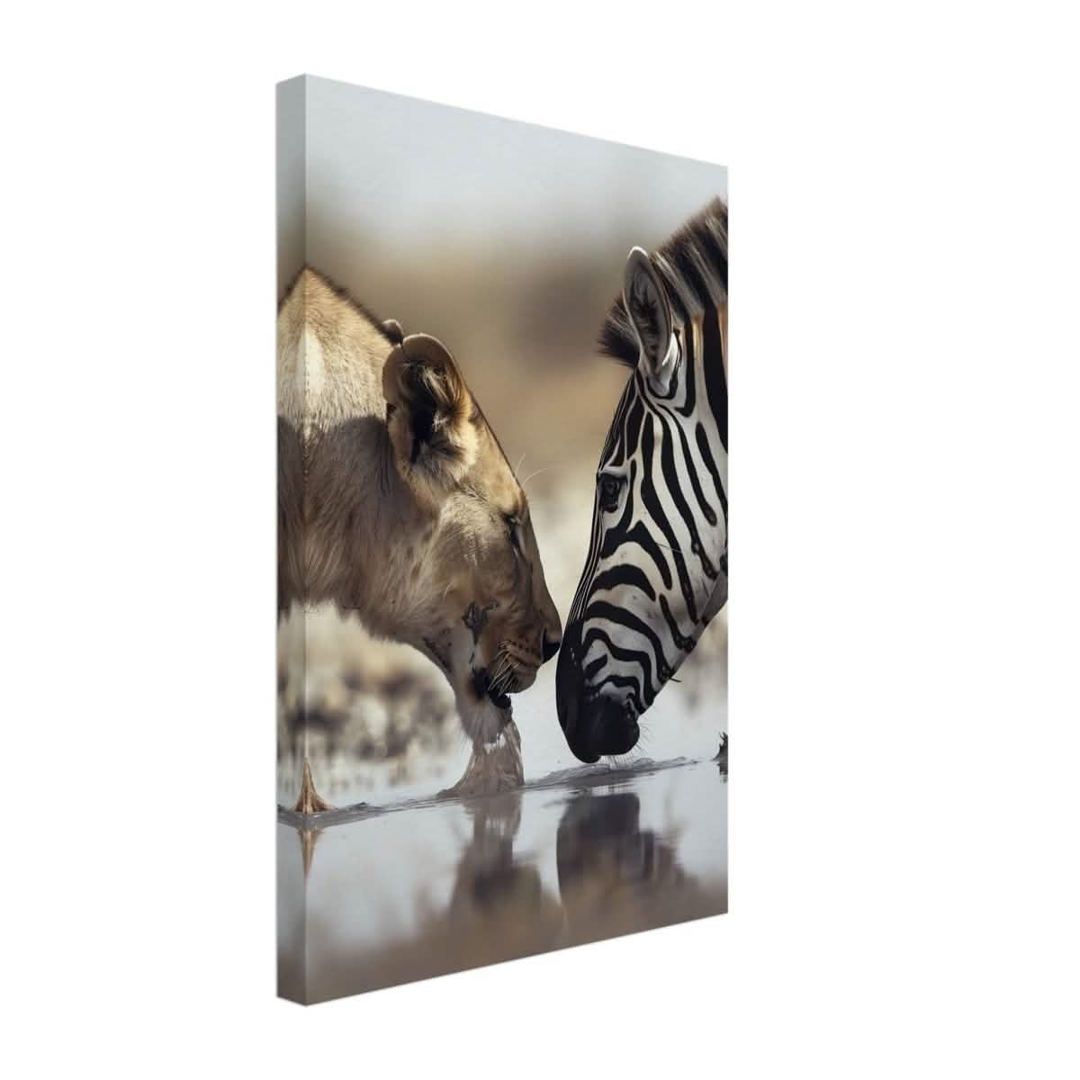 Da Vinci Nature Wall art | Wild Life prints | Lion Zebra - Canvas - 30x45 cm / 12x18″ - Slim
