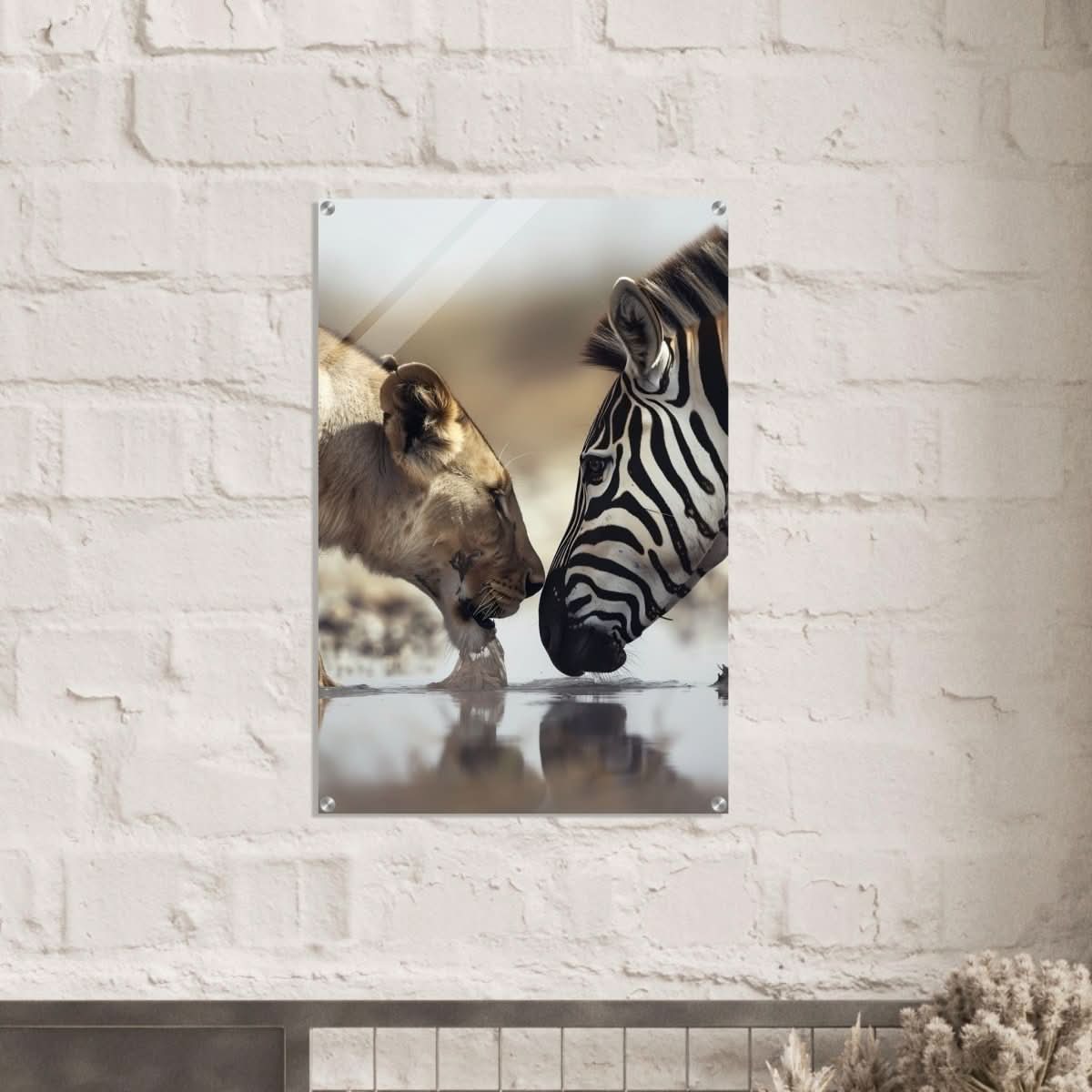 Da Vinci Nature Wall art | Wild Life prints | Lion Zebra - Acrylic Print - 60x90 cm / 24x36″ -