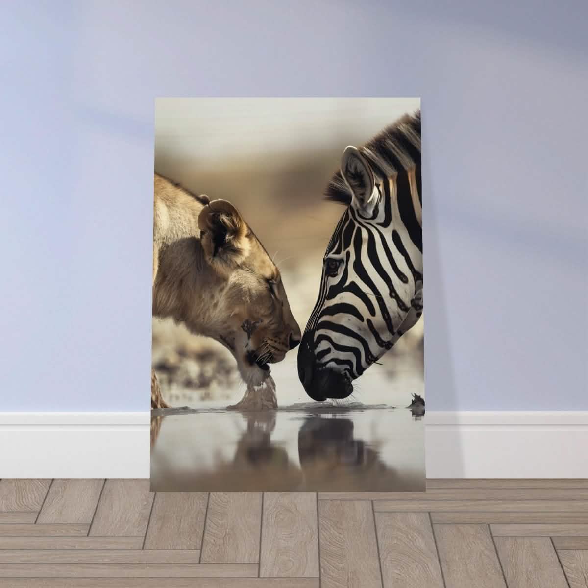 Da Vinci Nature Wall art | Wild Life prints | Lion Zebra - Wood Prints - 70x100 cm / 28x40″ - 20 mm