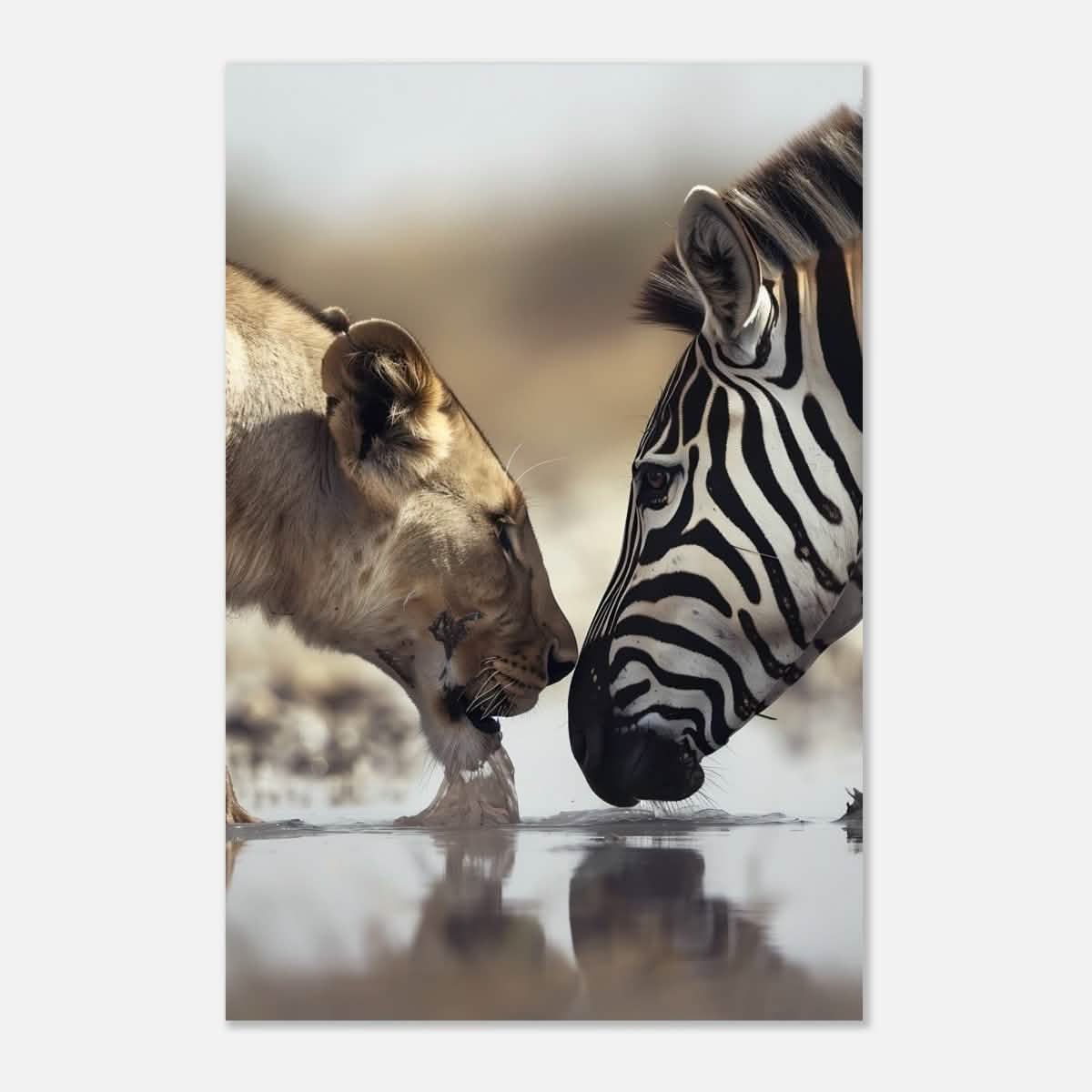 Da Vinci Nature Wall art | Wild Life prints | Lion Zebra - Aluminum Print - 30x45 cm / 12x18″ -