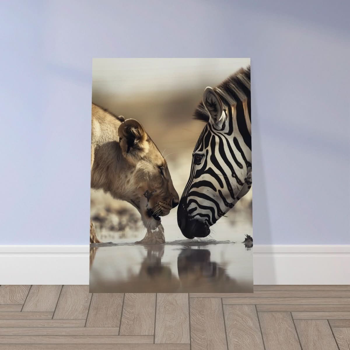 Da Vinci Nature Wall art | Wild Life prints | Lion Zebra - Wood Prints - 70x100 cm / 28x40″ - 10 mm