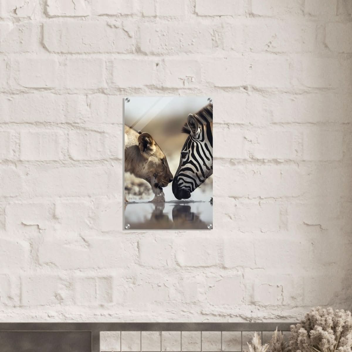 Da Vinci Nature Wall art | Wild Life prints | Lion Zebra - Acrylic Print - 40x60 cm / 16x24″ -