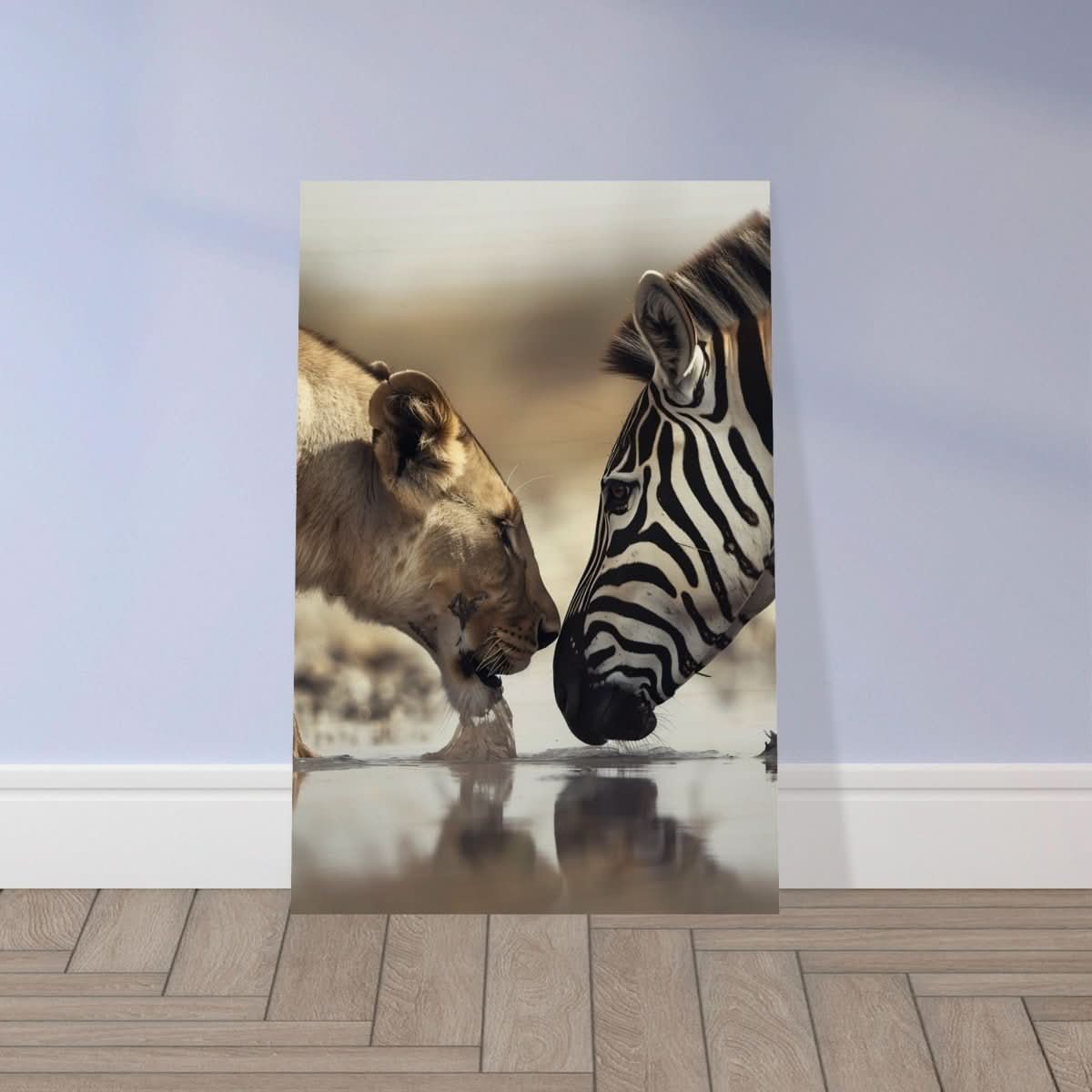 Da Vinci Nature Wall art | Wild Life prints | Lion Zebra - Wood Prints - 30x45 cm / 12x18″ - 20 mm