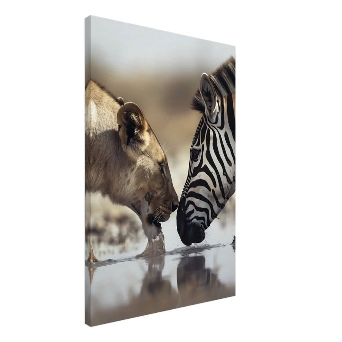 Da Vinci Nature Wall art | Wild Life prints | Lion Zebra - Canvas - 60x90 cm / 24x36″ - Thick