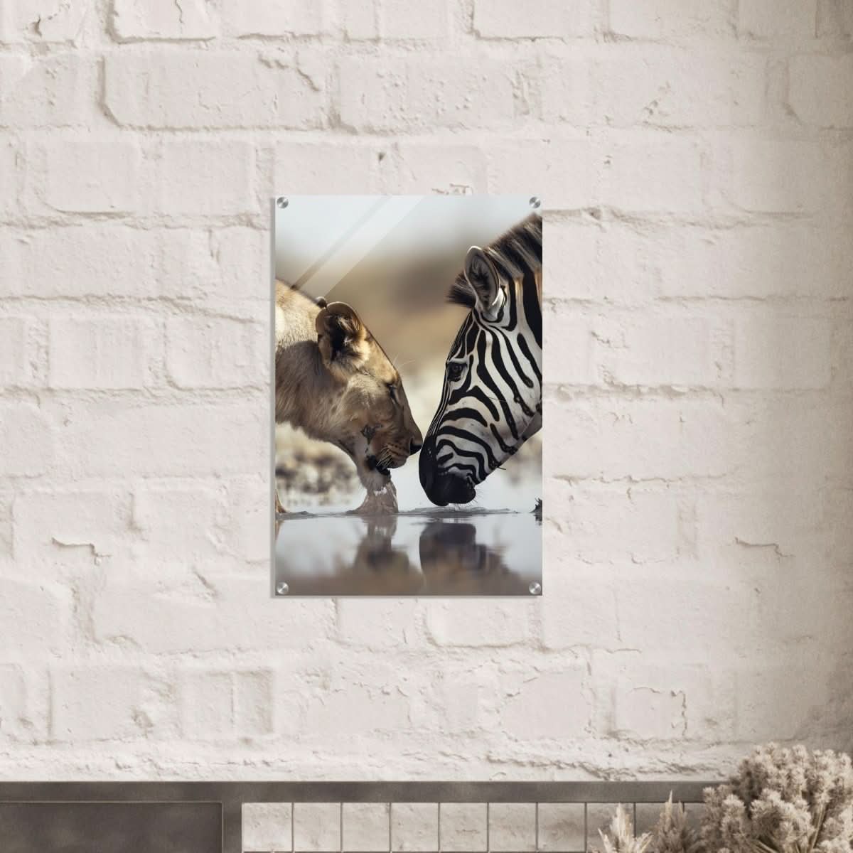 Da Vinci Nature Wall art | Wild Life prints | Lion Zebra - Acrylic Print - 50x75 cm / 20x30″ -