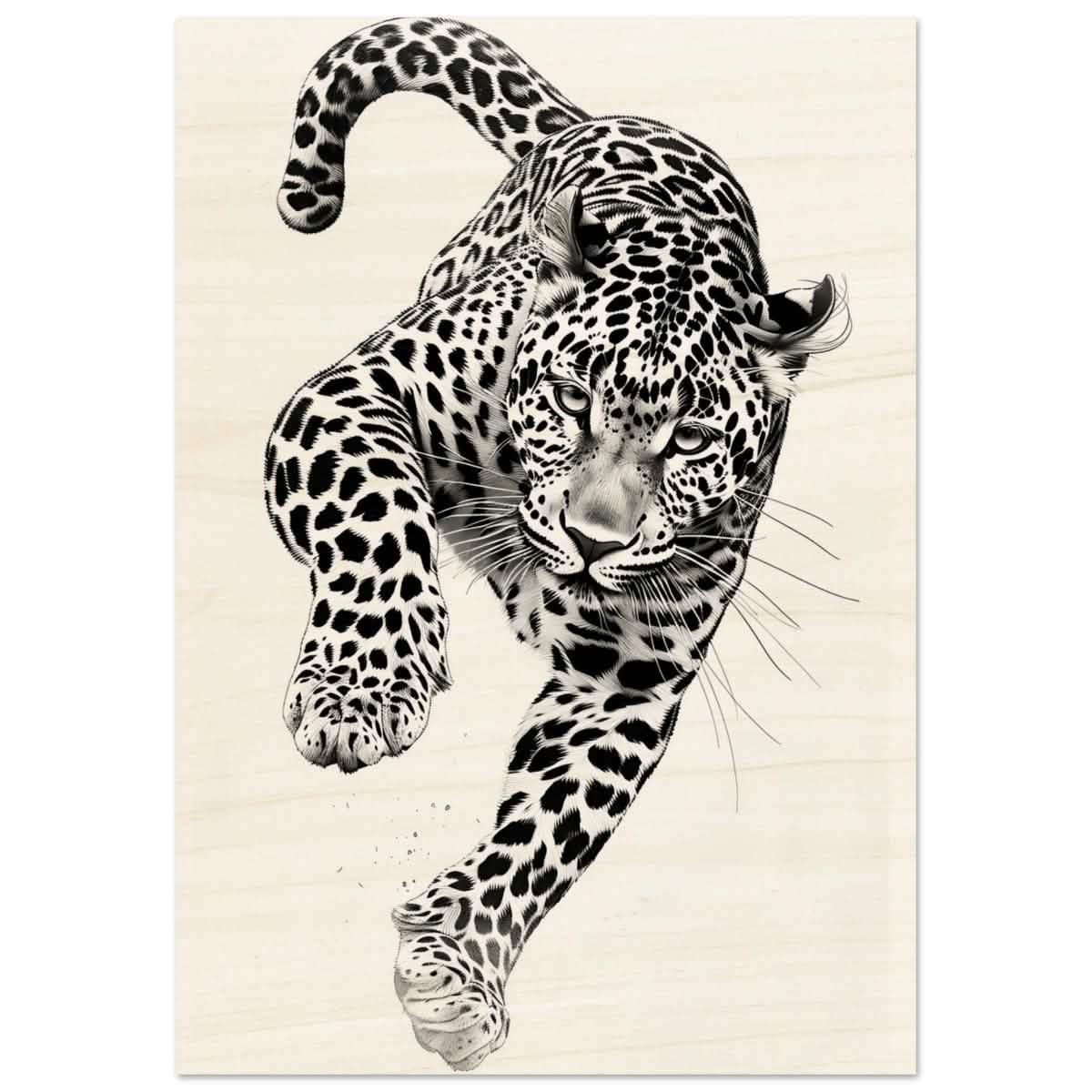 Da Vinci Nature Wall art | Wildlife | Leopard - Wood Prints - 70x100 cm / 28x40″ - 20 mm