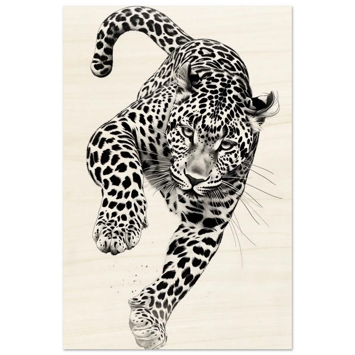 Da Vinci Nature Wall art | Wildlife | Leopard - Wood Prints - 60x90 cm / 24x36″ - 10 mm