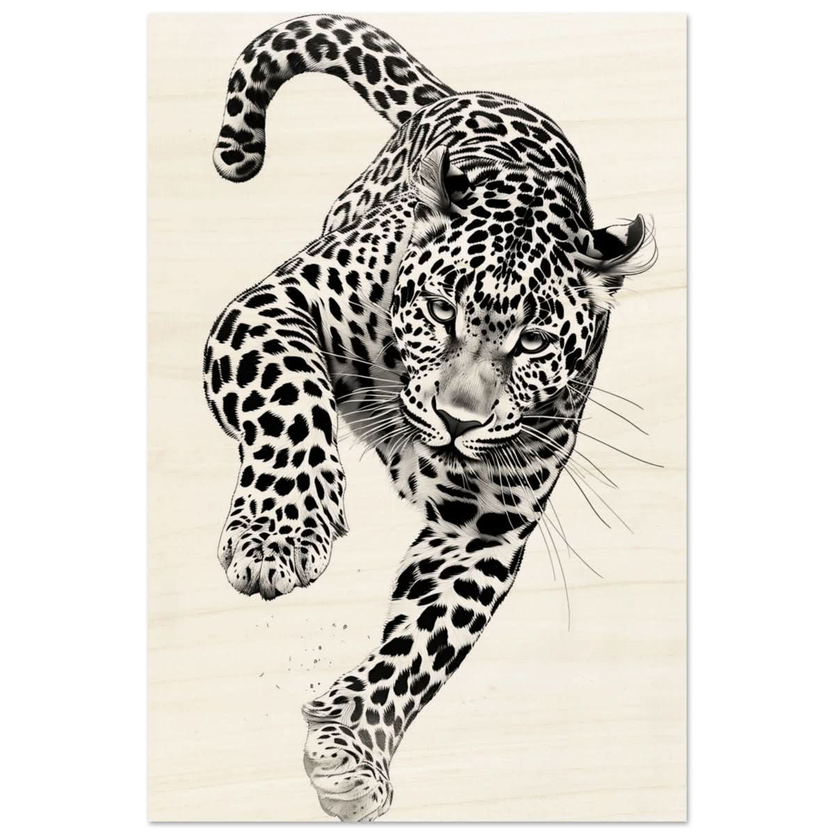 Da Vinci Nature Wall art | Wildlife | Leopard - Wood Prints - 30x45 cm / 12x18″ - 10 mm
