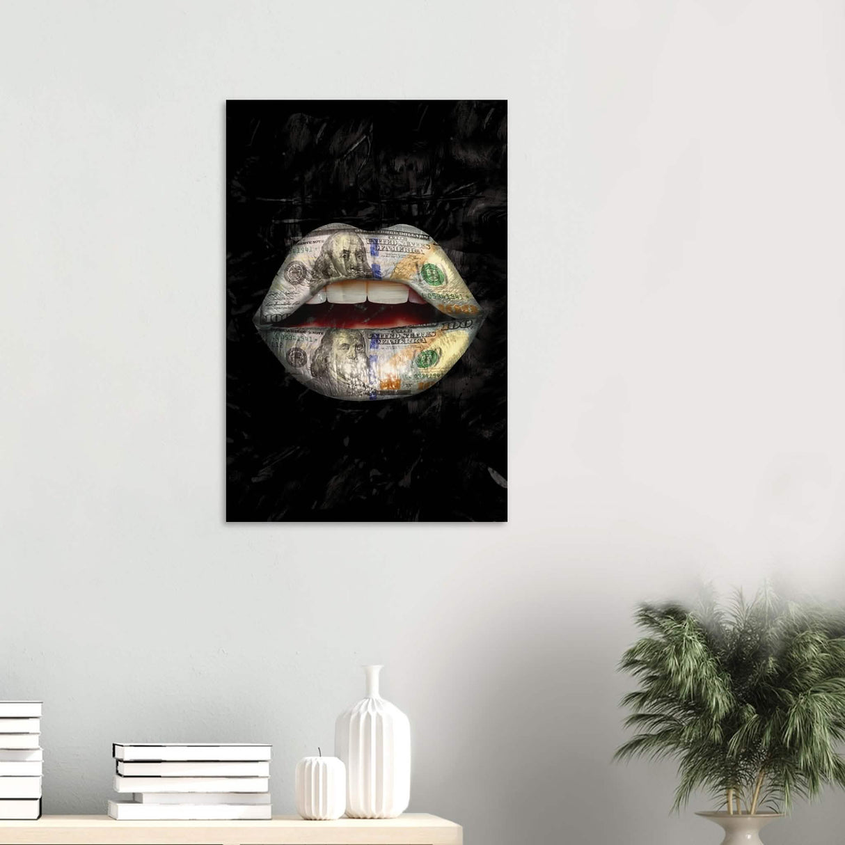 Da Vinci Pop Art Wall Art | Dollar Lips - Wood Prints - 50x75 cm / 20x30″ - 10 mm