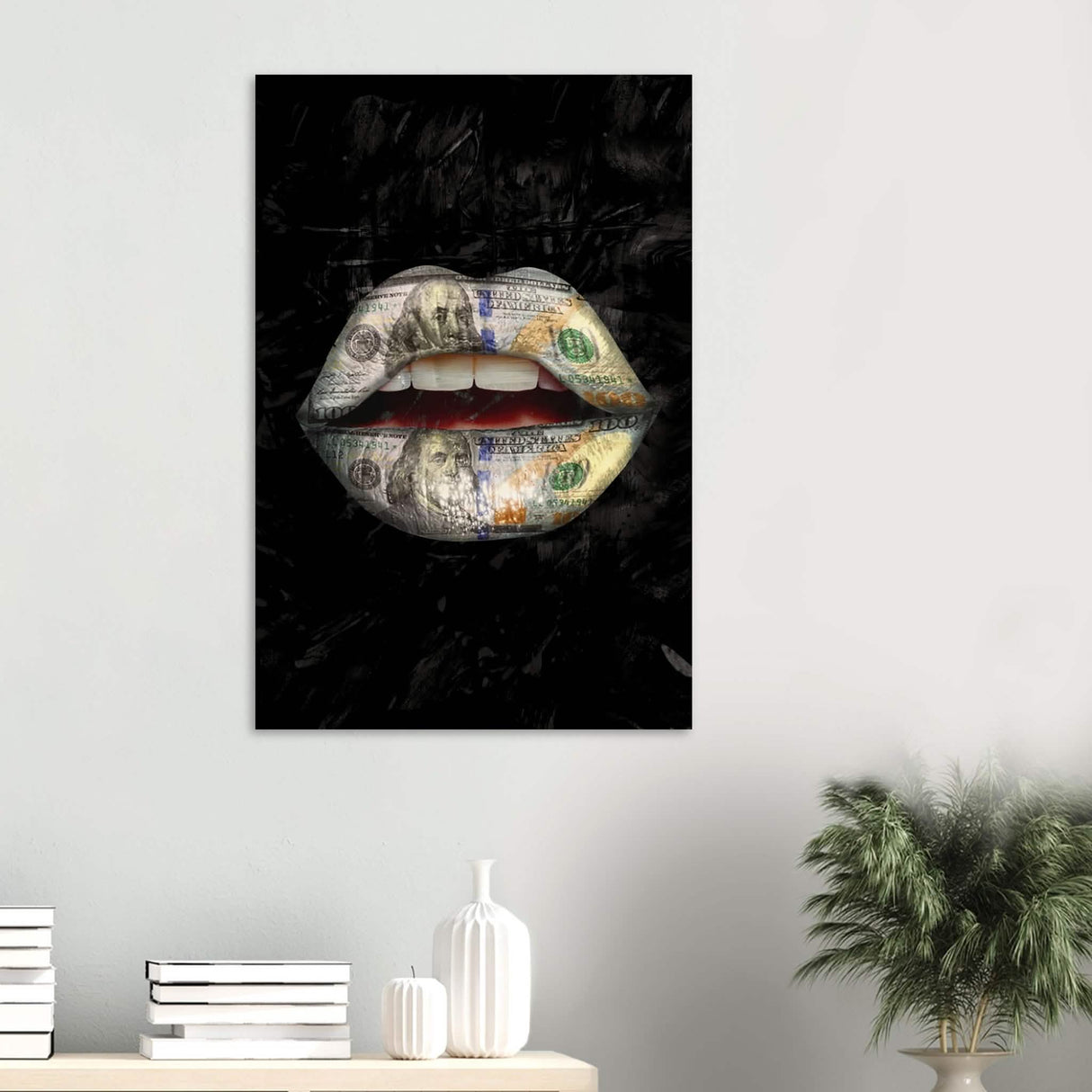 Da Vinci Pop Art Wall Art | Dollar Lips - Wood Prints - 60x90 cm / 24x36″ - 10 mm