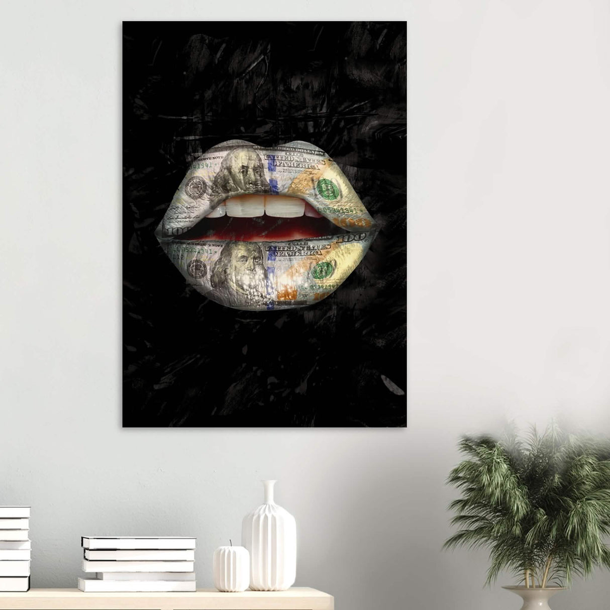Da Vinci Pop Art Wall Art | Dollar Lips - Wood Prints - 70x100 cm / 28x40″ - 20 mm