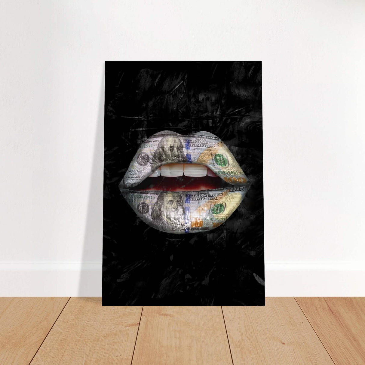 Da Vinci Pop Art Wall Art | Dollar Lips - Brushed Aluminum Print - 40x60 cm / 16x24″ -