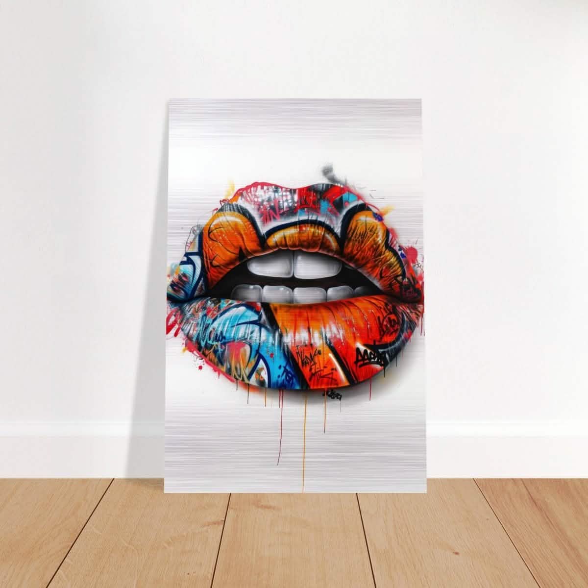 Da Vinci Pop Art Wall art | Lips - Brushed Aluminum Print - 40x60 cm / 16x24″ -