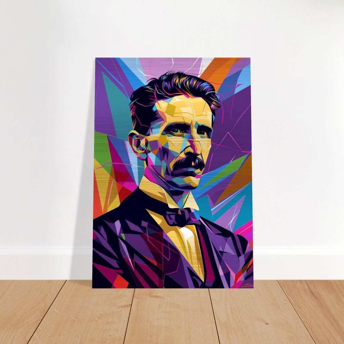Da Vinci Pop Art Wall Art | Nikola Tesla - Brushed Aluminum Print - 70x100 cm / 28x40″ -