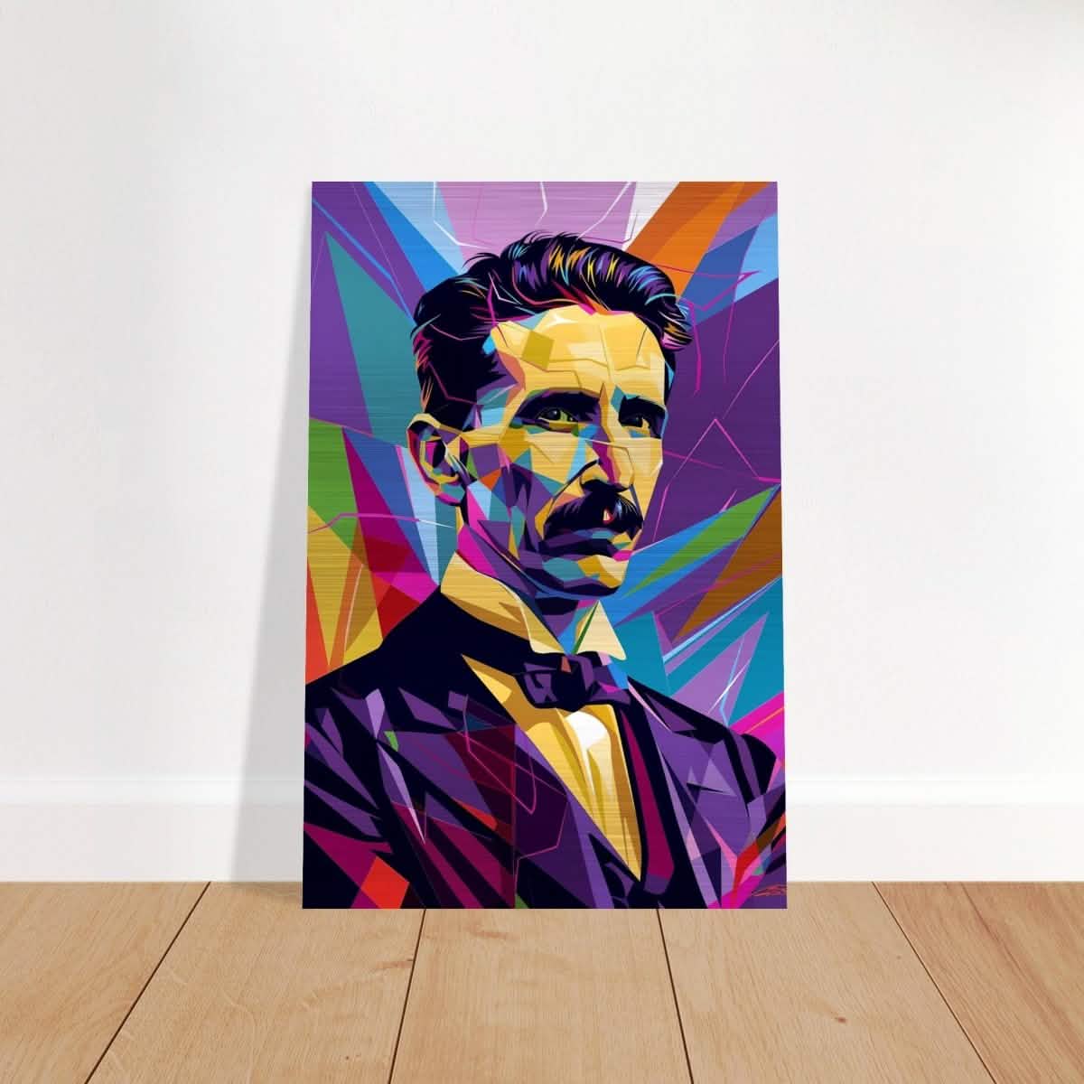 Da Vinci Pop Art Wall Art | Nikola Tesla - Brushed Aluminum Print - 40x60 cm / 16x24″ -