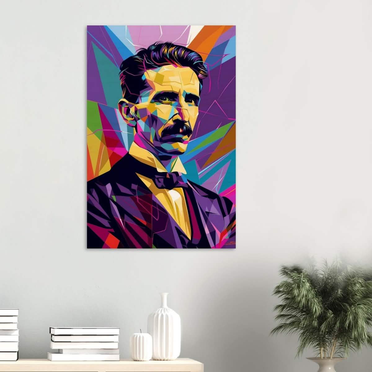 Da Vinci Pop Art Wall Art | Nikola Tesla - Wood Prints - 60x90 cm / 24x36″ - 20 mm