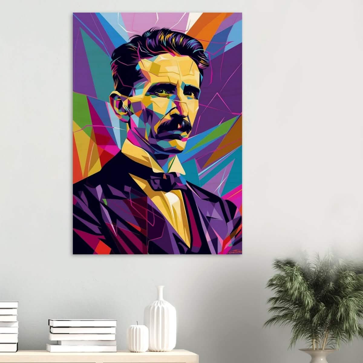 Da Vinci Pop Art Wall Art | Nikola Tesla - Wood Prints - 70x100 cm / 28x40″ - 20 mm