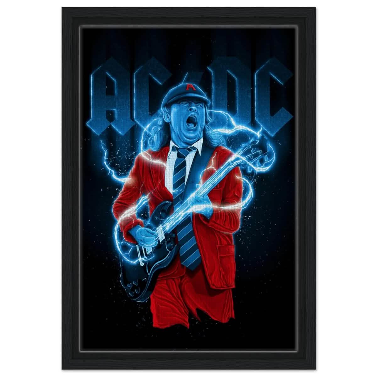 Da Vinci Pop Art Wall art print | AC/DC - Framed Canvas - 30x45 cm / 12x18″ - Black frame