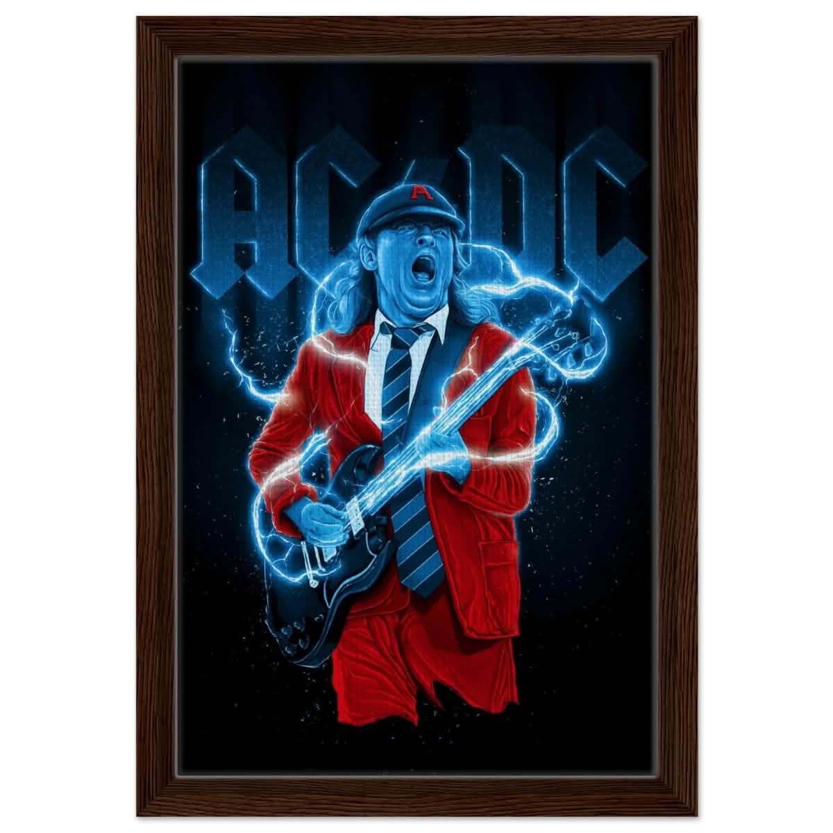 Da Vinci Pop Art Wall art print | AC/DC - Framed Canvas - 30x45 cm / 12x18″ - Dark wood frame
