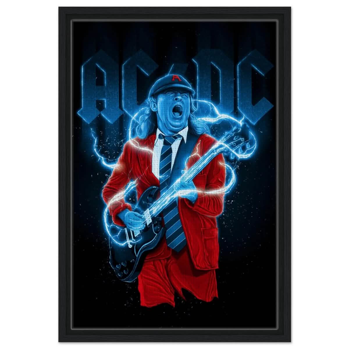 Da Vinci Pop Art Wall art print | AC/DC - Framed Canvas - 40x60 cm / 16x24″ - Black frame