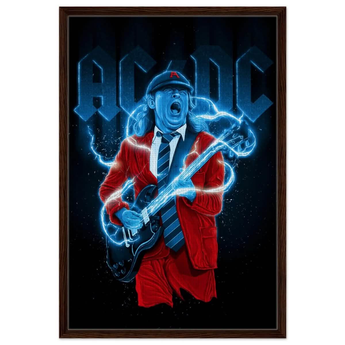Da Vinci Pop Art Wall art print | AC/DC - Framed Canvas - 60x90 cm / 24x36″ - Dark wood frame