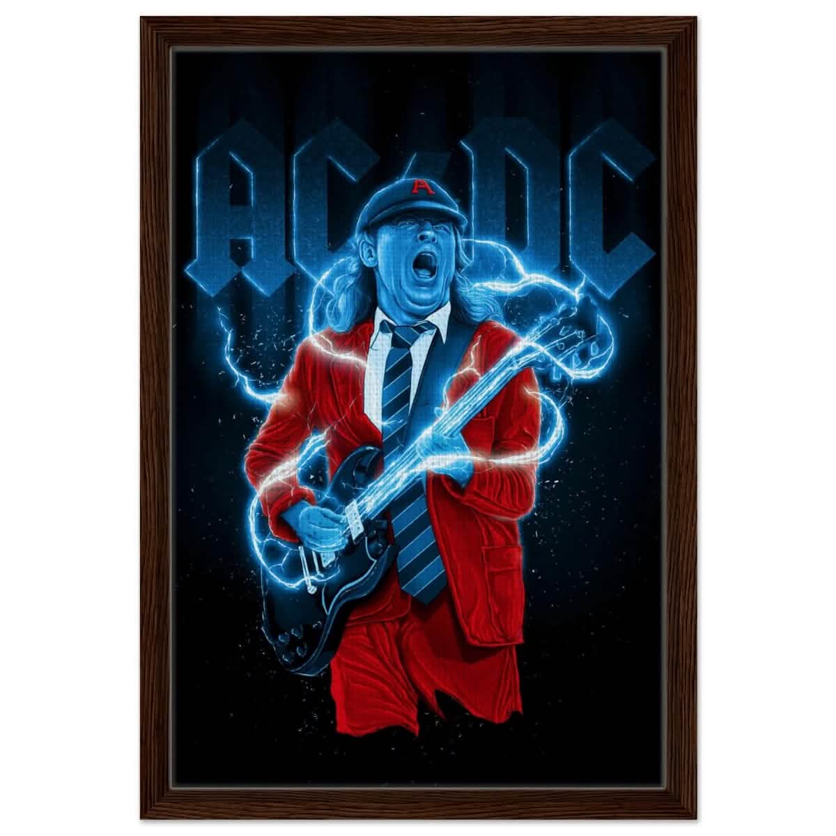 Da Vinci Pop Art Wall art print | AC/DC - Framed Canvas - 40x60 cm / 16x24″ - Dark wood frame