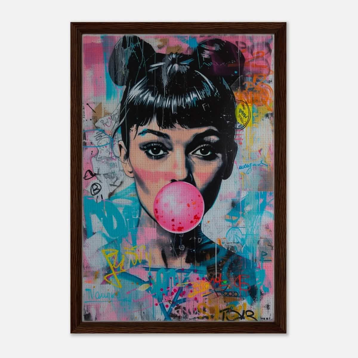 Da Vinci Pop Art Wall art print | Audrey Hepburn - Framed Canvas - 40x60 cm / 16x24″ - Dark wood frame