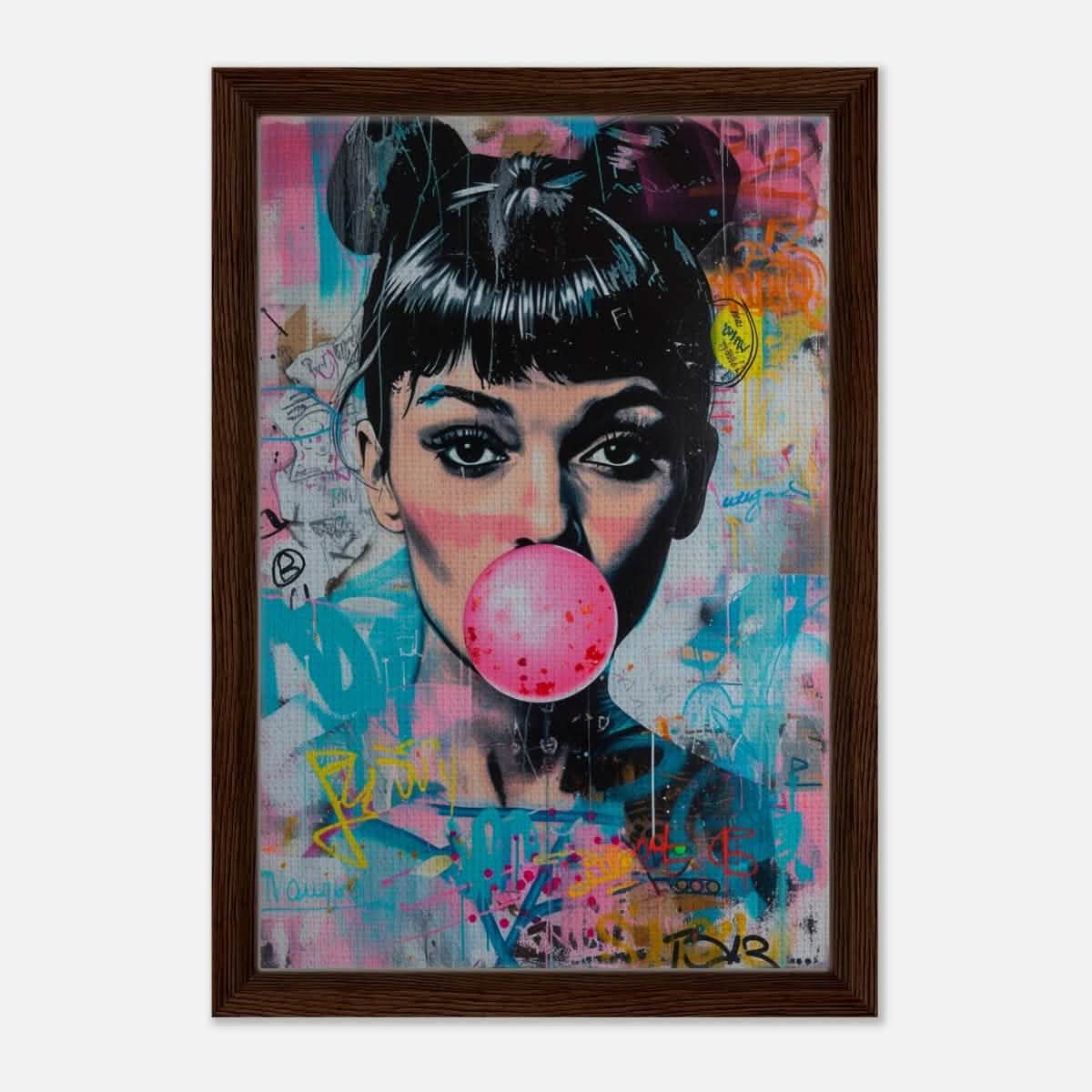 Da Vinci Pop Art Wall art print | Audrey Hepburn - Framed Canvas - 30x45 cm / 12x18″ - Dark wood frame