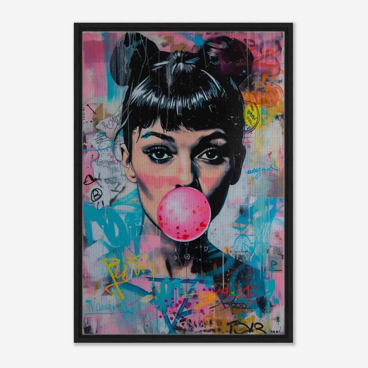 Da Vinci Pop Art Wall art print | Audrey Hepburn - Framed Canvas - 60x90 cm / 24x36″ - Black frame