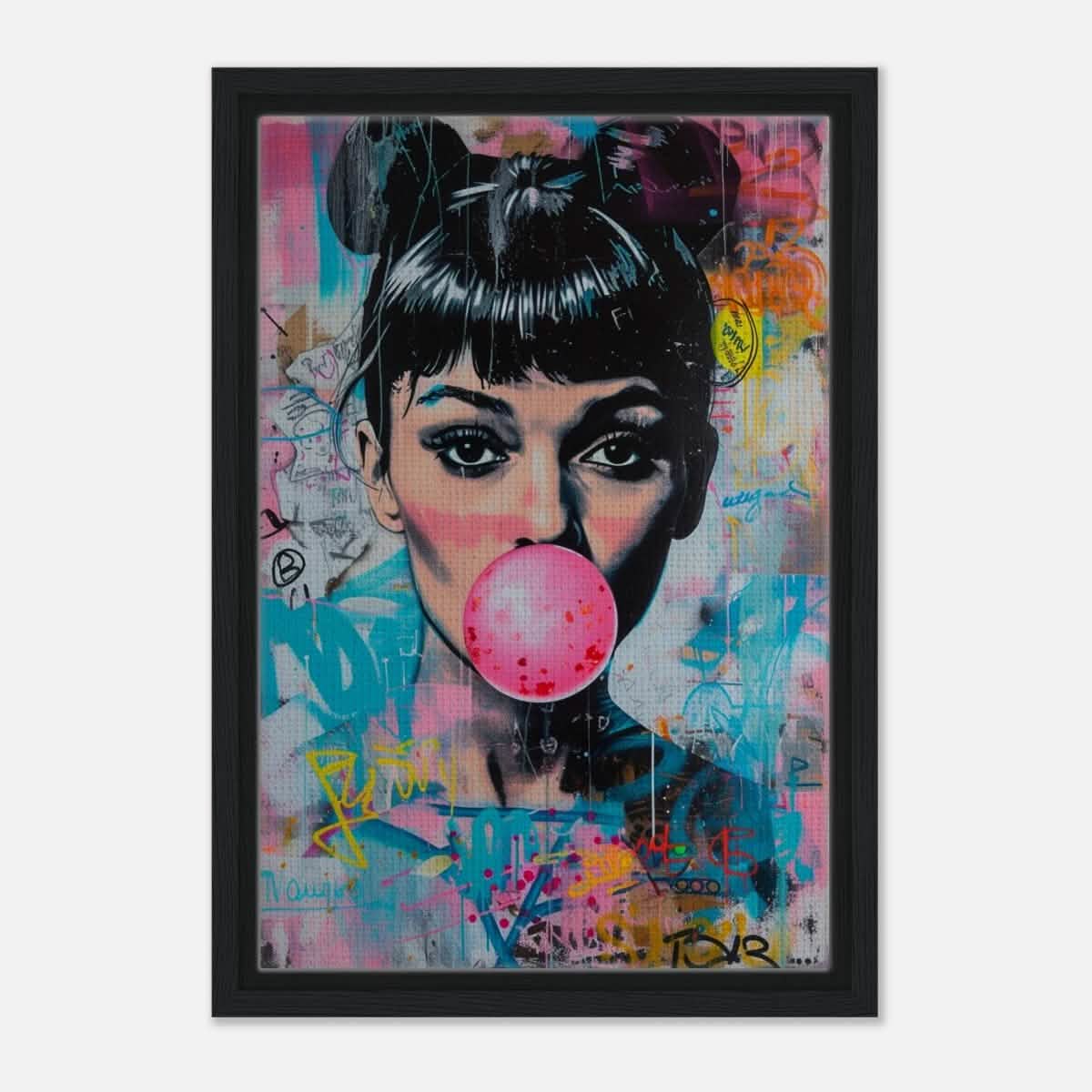 Da Vinci Pop Art Wall art print | Audrey Hepburn - Framed Canvas - 30x45 cm / 12x18″ - Black frame
