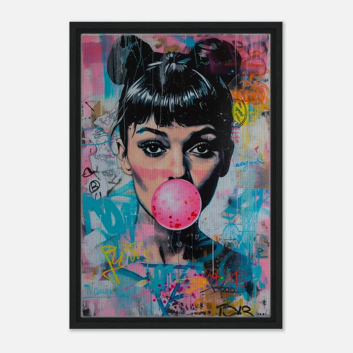 Da Vinci Pop Art Wall art print | Audrey Hepburn - Framed Canvas - 40x60 cm / 16x24″ - Black frame