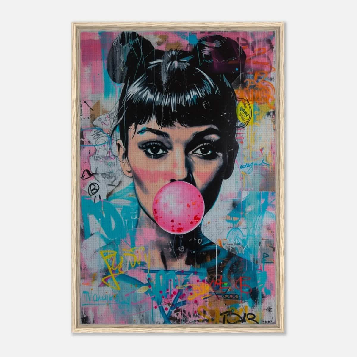 Da Vinci Pop Art Wall art print | Audrey Hepburn - Framed Canvas - 60x90 cm / 24x36″ - Wood frame