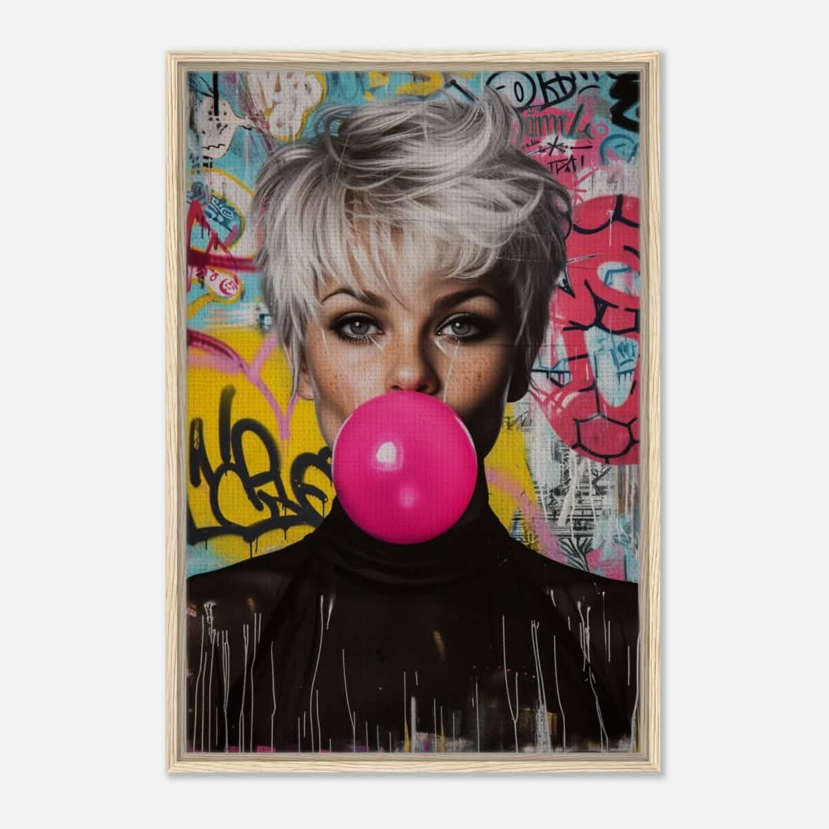 Da Vinci Pop Art Wall art print | Brigitte Bardot - Framed Canvas - 60x90 cm / 24x36″ - Wood frame