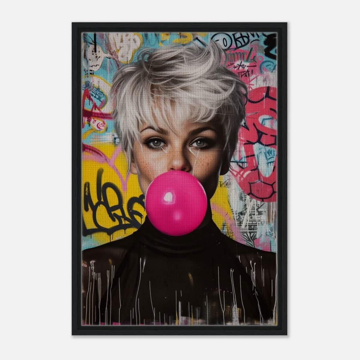 Da Vinci Pop Art Wall art print | Brigitte Bardot - Framed Canvas - 50x75 cm / 20x30″ - Black frame