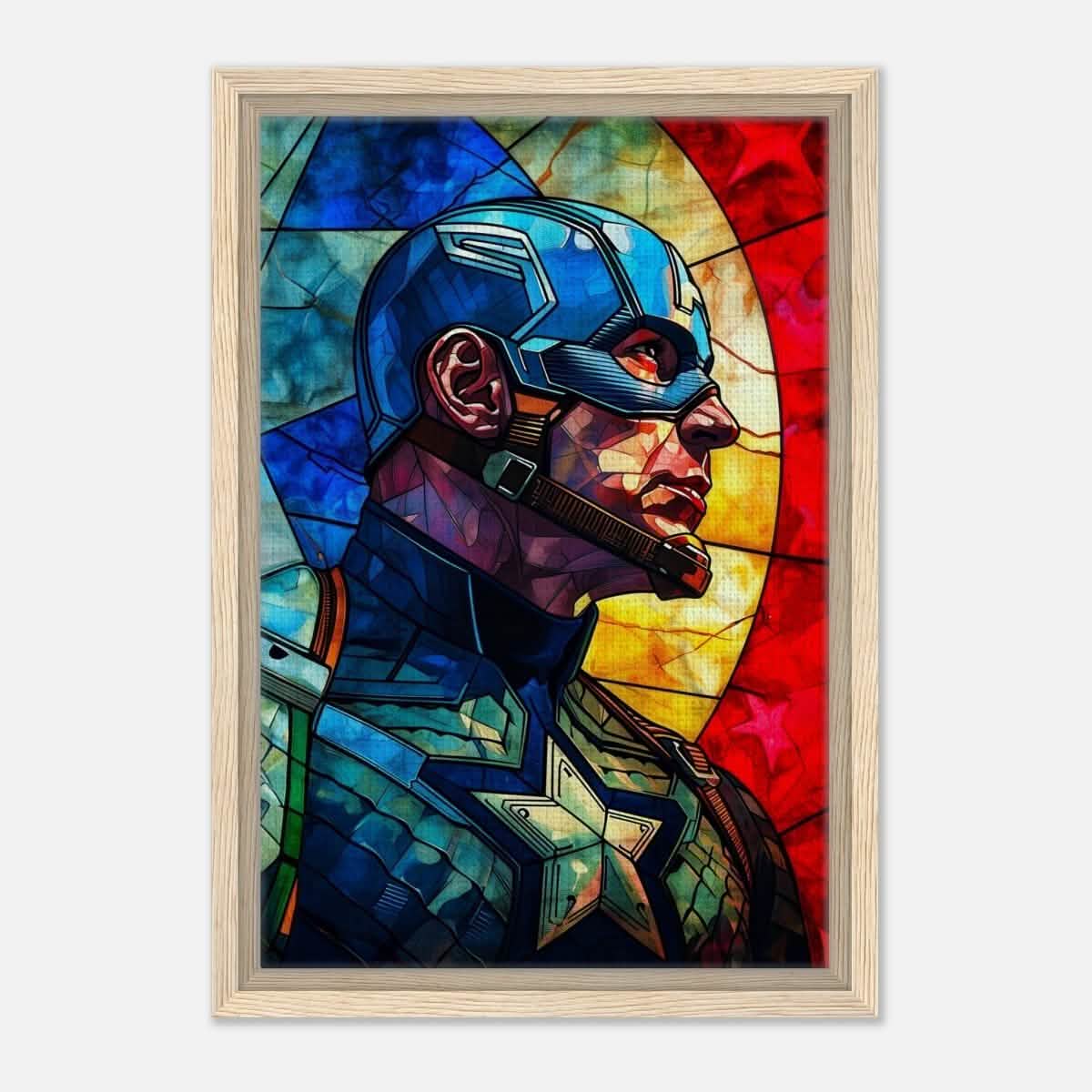 Da Vinci Pop Art Wall art Print | Captain America | Avengers - Framed Canvas - 30x45 cm / 12x18″ - Wood frame